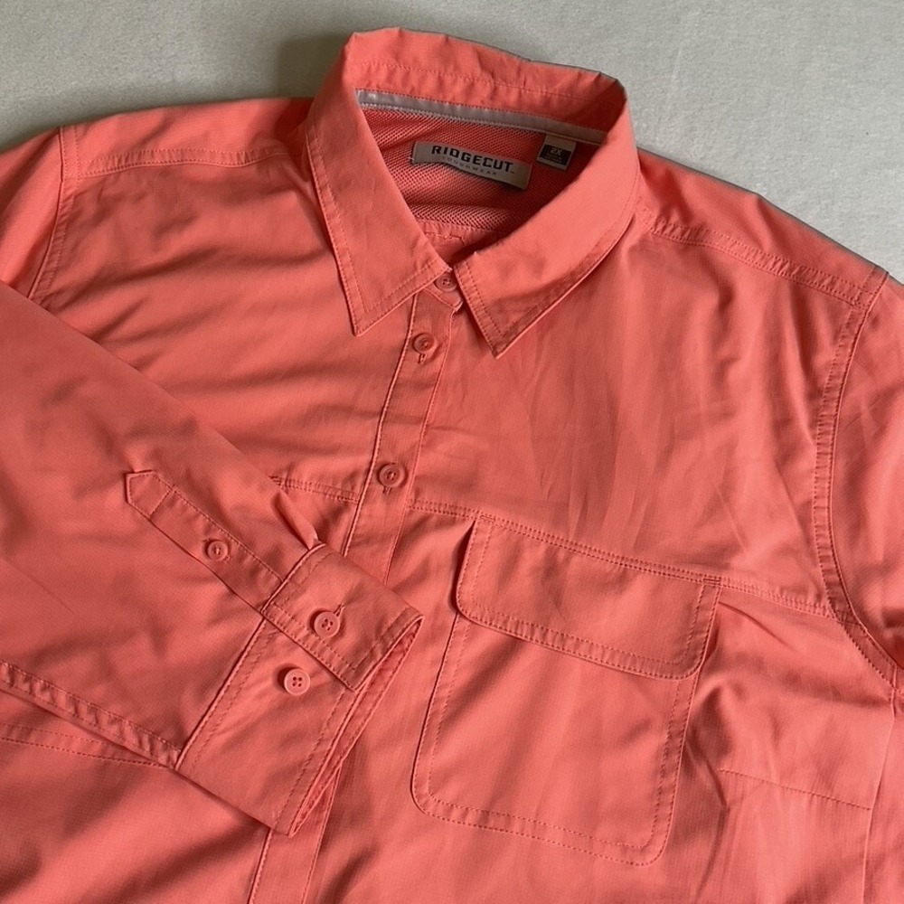 Ridgecut Toughwear Womens Sz 2XL Long Sleeve Shirt Coral Vented Outdoor Workwear